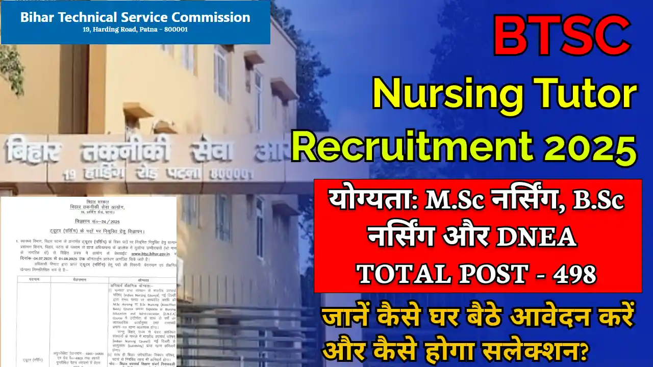 BTSC Nursing Tutor Recruitment 2025