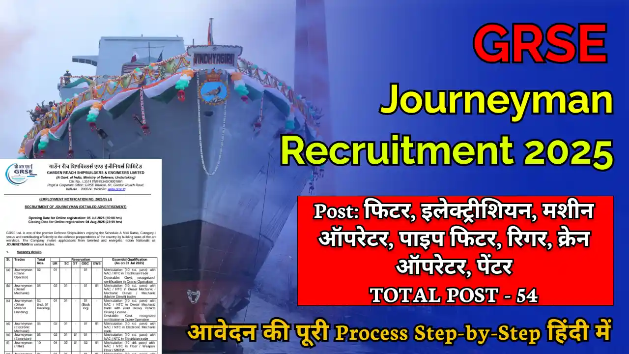 GRSE Journeyman Recruitment 2025