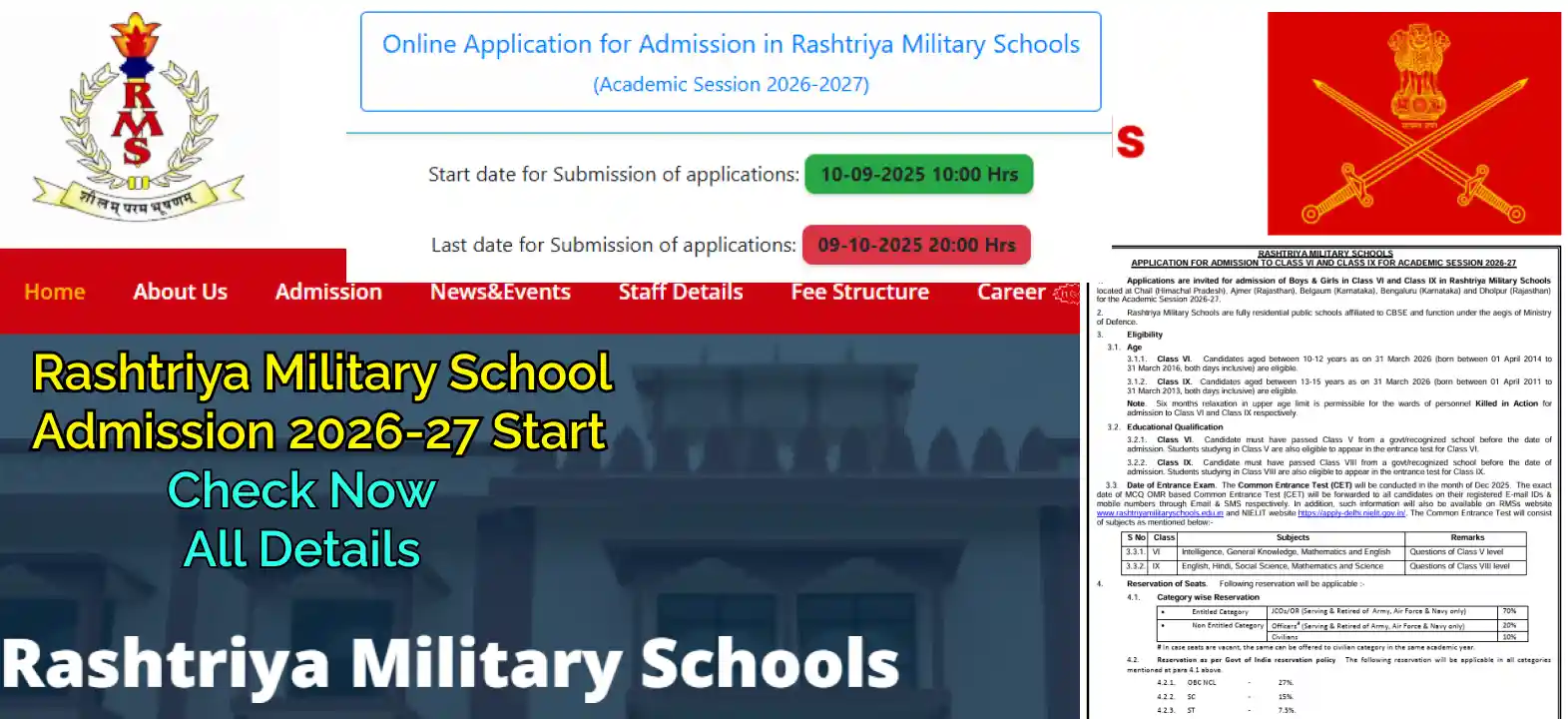 Rashtriya Military School Admission 2026-27