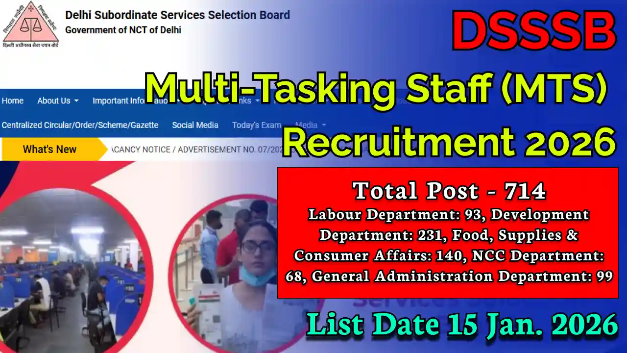 DSSSB MTS Recruitment 2026
